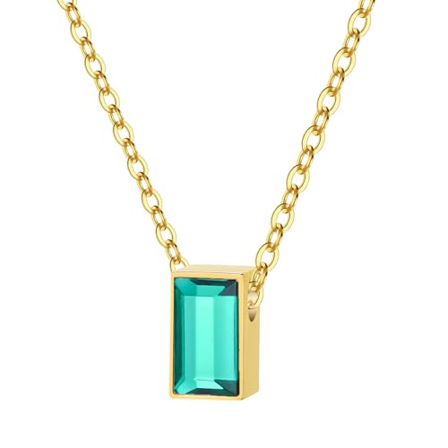 RIPFEVURN Cremation Jewelry Tiny Glass Cube Urn Necklaces for Ashes for Women Men Stainless Steel Small Urn Locket for Human Ashes Holder Memorial Keepsake Pendant - color: Golod-Green