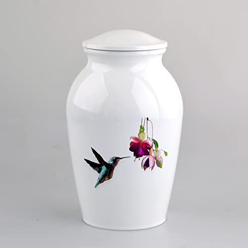 MAKEY'S Hummingbird Large Urns for Human Ashes Adult Male,Affordable Cremation Urn for Crematory or Funeral - color: White