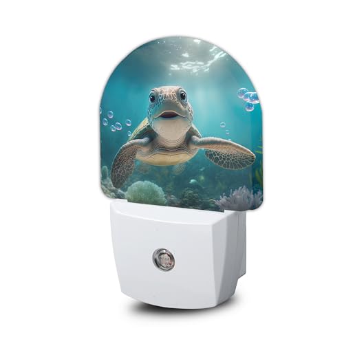 Turtle Night Light, Cute Nightlight Plug into Wall with Dusk to Dawn Sensor, LED Lamp Energy Saving Lights for Men Women Boys Girls,Lamp for Bedroom Bathroom Hallway - color: Turtle Under The Sea