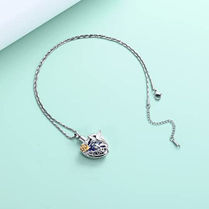 Yinplsmemory Hummingbird Cremation Jewelry Crystal Heart Urn Ashes Necklace for Women Men Memorial Keepsake Necklace of Loved One - color: Purple-Gold