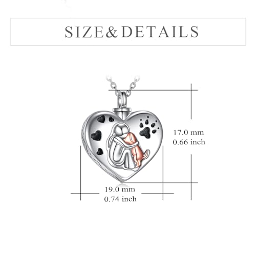 Dog/Turtle/Cross/Lotus/Tree of Life Urn Necklace for Ashes Heart Cremation Paw Pendant Jewelry Dogs Lover Memorial Gifts for Women - color: Silver-Dog Cremation Jewelry