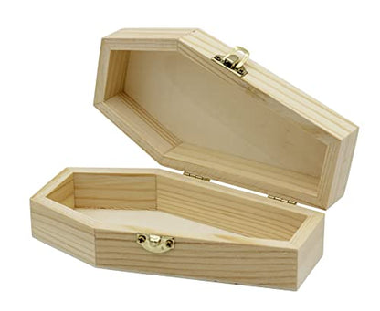 Creative Hobbies Small 6" Unfinished Wood Funeral Coffins - 6 x 3 x 1.75 Inch Size, Fillable for Halloween Parties, Goth and Decoration | 6 Pack - size: 6" - 6 Pack
