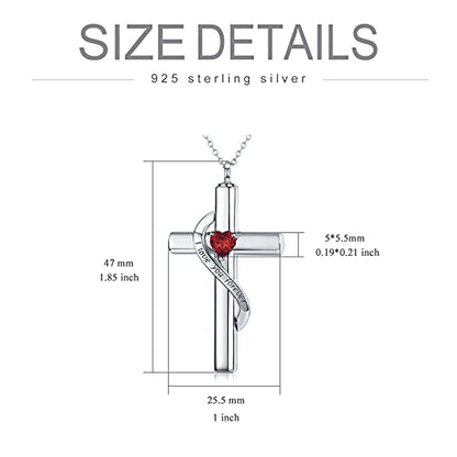 SOULMEET Cremation Jewelry for Ashes, Sterling Silver Urn Necklace for Ashes Women Men, Cherish Memories Cremation Jewelry to Keep Someone Near to You - color: E-White Gold Red Cross