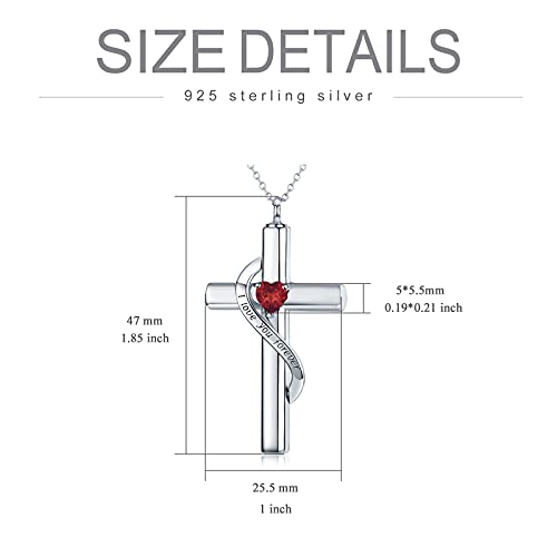 SOULMEET Cremation Jewelry for Ashes, Sterling Silver Urn Necklace for Ashes Women Men, Cherish Memories Cremation Jewelry to Keep Someone Near to You - color: E-White Gold Red Cross