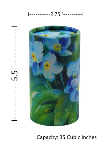 Casket Depot Forget-Me-Not Mini Size Memorial Collection Paper Biodegradable Urn for Spreading Ashes - Bio Urn for Scattering Ashes (Mini Memento Size 35 Cubic Inches)