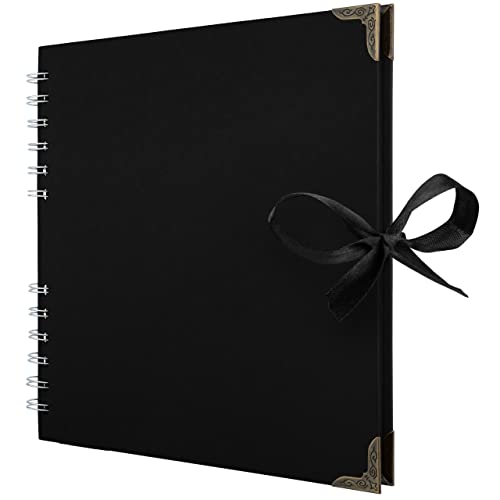 Scrapbook Album, 60 Pages, 8 x 8 Inch, Black Photo Album, Scrap Book | Hardcover with Thick 250 GSM Kraft Paper, Ideal for Your Scrapbooking Albums, Art & Craft Projects (Black, 8 x 8 Inch) - color: Black, size: 8 X 8 Inch