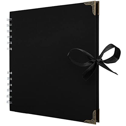 Scrapbook Album, 60 Pages, 8 x 8 Inch, Black Photo Album, Scrap Book | Hardcover with Thick 250 GSM Kraft Paper, Ideal for Your Scrapbooking Albums, Art & Craft Projects (Black, 8 x 8 Inch) - color: Black, size: 8 X 8 Inch
