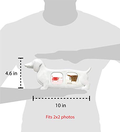 Isaac Jacobs Double 2x2 Resin Sentiments Dog Shaped Picture Frame - White | Photo Gift for Pet Puppy, Tabletop, Desktop & Wall Display (2x2, White) - color: White