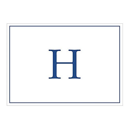 Caspari Navy Embossed Initials Boxed Note Cards in Letter H, 8 Cards & Envelopes - color: Navy H