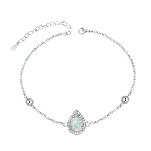 925 Sterling Silver Urn Bracelet for Ashes Women Cremation Jewelry | Memorial Keepsake Bracelet with Hidden Ashes Holder, Meaningful Remembrance Jewelry Gift for Loss of Loved One - style: Opal Teardrop Urn Bracelet
