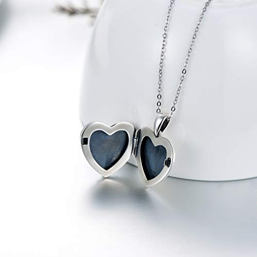 SOULMEET Personalized Silver Locket Necklace That Holds Pictures Photo Keep Someone Near to You, Memorial Custom Lockets Necklaces Letters Engraving for His Her - color: A-Sunflower-Black, style: Locket Necklace Only