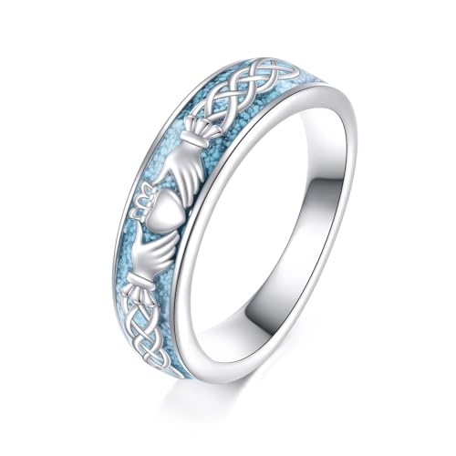 ONEFINITY Turquoise Rings S925 Sterling Silver Turquoise Ring Jewelry Gift For Women Men - size: 7, style: Claddagh