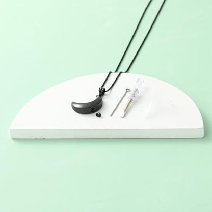 Yinplsmemory Cremation Jewelry Crescent Moon Urn Ashes Necklace for Women Men Memorial Human Pet Ashes Holder Pendant Necklace - color: Black