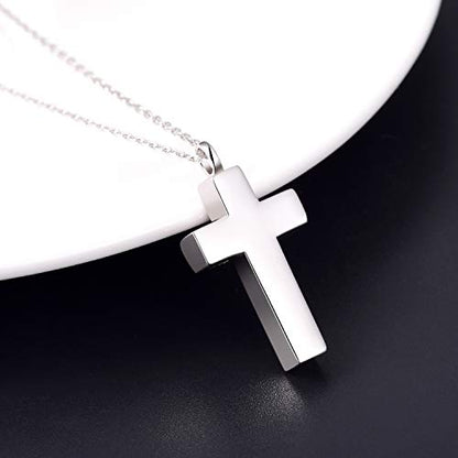 Cross Urn Necklace for ashes 925 Sterling Silver religious Cross Cremation Pendant Jewelry Faith Hope Love Gifts for Men - style: black cross urn necklace