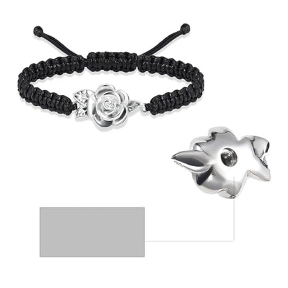 Rose Flower Adjustable Urn Bracelet for Ashes Birthstone Stainless Steel Cremation Jewelry Memorial Keepsake Locket Urns Bracelet Jewelry for Men Women Gifts - color: Customize-2