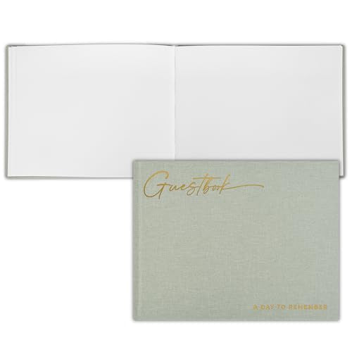 Beautiful Wedding Guest Book for Your Wedding Reception w/ Polaroid Photos | Simply Elegant Guestbook to Sign in and Add Photos - The Perfect Baby Shower Guest Book for the Special Day - color: Sage