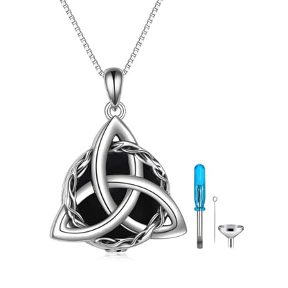 WINNICACA Celtic Knot Necklace 925 Sterling Silver Celtic Pendant Irish Urn Necklace Jewelry Birthday Anniversary Valentine's Day Gifts for Her Women Wife Girlfriend Daughter - style: 2-Celtic Knot Urn Necklace(Black Onyx)