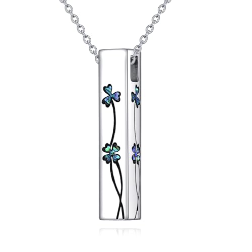 Urn Necklace for Ashes 925 Sterling Silver Cremation Jewelry | Necklaces for Ashes of Loved Ones, Keepsake Necklace for Ashes, Ash Pendants Memorial Jewelry for Women and Men - color: Clover