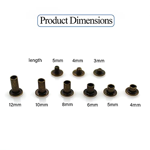 Bronze Chicago Screws Leather Kit, 90 Sets, 6 Sizes (M5 X 4-12) - color: Bronze, size: M5*4.5.6.8.10.12mm