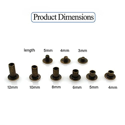 Bronze Chicago Screws Leather Kit, 90 Sets, 6 Sizes (M5 X 4-12) - color: Bronze, size: M5*4.5.6.8.10.12mm