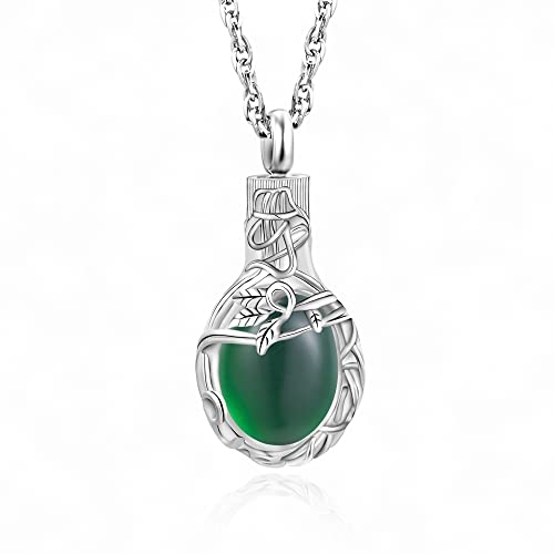 Gredstar Tree of Life Urn Necklace for Ashes, Birthstone Memorial Pendant | Teardrop Design, Love Symbol Detail, 12 Birthstone Colors, Stainless Steel, Ashes Holder, Funnel Kit Included - color: May
