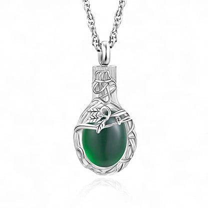 Gredstar Tree of Life Urn Necklace for Ashes, Birthstone Memorial Pendant | Teardrop Design, Love Symbol Detail, 12 Birthstone Colors, Stainless Steel, Ashes Holder, Funnel Kit Included - color: May