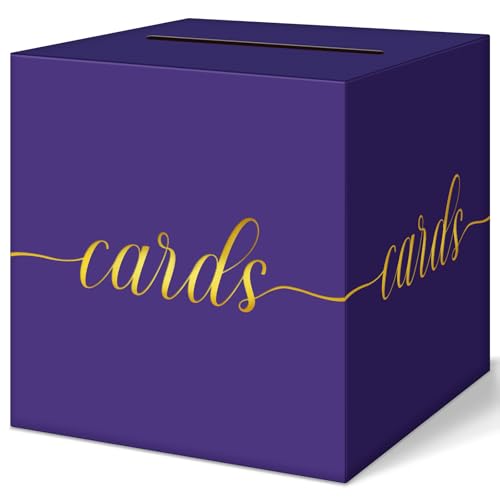 Elegant Purple Graduation Card Box, Gold Foil Gift Card Box for Party - color: Z03 Purple and Gold Foil