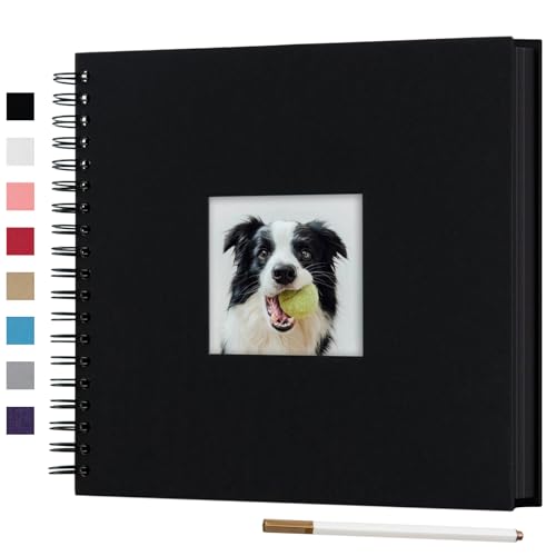 10 x 10 Inch DIY Scrapbook Photo Album with Window 80 Pages,Black | Scrap Book with Craft Paper, Scrapbooking Albums, Memory Book for Weeding, Family, Travel, Baby Shower - color: Black, size: 10 x 10 inch