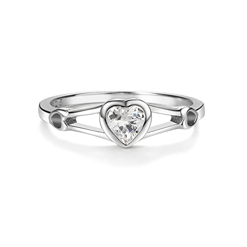 Precious Pieces Heart Birthstone Ring, 925 Sterling Silver | Available in all 12 simulated birthstones for babies, little girls & pinky rings. A meaningful birthday keepsake. - color: 04-April Size 1