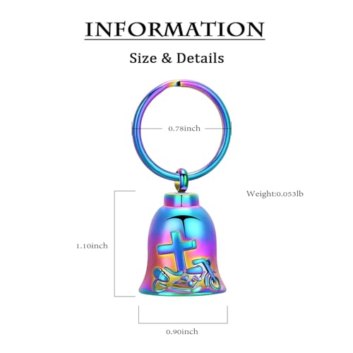 zeqingjw Bell Cremation Keychain for Ashes Holder Cross Motorcycle Cremation Jewelry Urn Keychain Keepsake Ashes Jewelry - color: Keychain-colorful