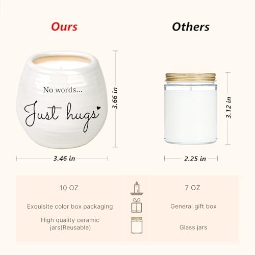 Sympathy Gifts for Loss of Loved One - No Words Just Hugs Candle | 10oz Lavender Scented Candle, Memorial Gifts, Bereavement, Grief, Thinking of You, Get Well, Condolence Candle for Women