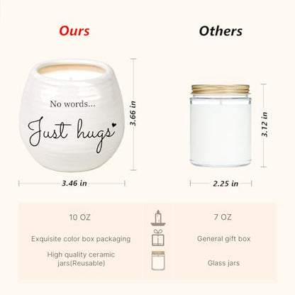Sympathy Gifts for Loss of Loved One - No Words Just Hugs Candle | 10oz Lavender Scented Candle, Memorial Gifts, Bereavement, Grief, Thinking of You, Get Well, Condolence Candle for Women