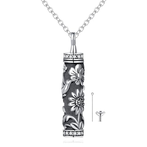 Flower Cute Animal Sterling Silver Pendant Urn Ashes Necklace for Women BF0709 - color: C *A Hummingbird