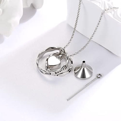 Sterling Silver Cremation Jewelry for Ashes Pendant Eternity Urn Necklace Keepsake Memorial Gifts You Are Always In My Heart I Love You Forever - color: White, style: Mom