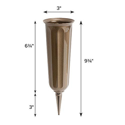 Metallic Bronze Plastic Cemetery Vase, 6-Pack - color: Metallic Bronze