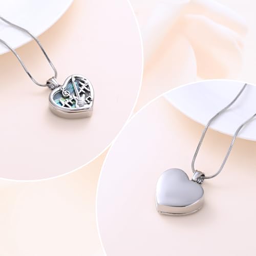 Minicremation Heart Guitar Cremation Pendant Necklace for Ashes Stainless Steel Music Guitar Pick Cremation Keepsake Memorial Urn Necklace - color: Silver&Wings