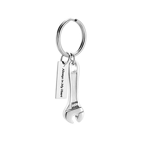 shajwo Wrench Urn Necklace for Ashes for Women Men Human Ashes Stainless Steel Hammer Cremation Jewelry for Ashes Pendant - color: Keychain-Silver