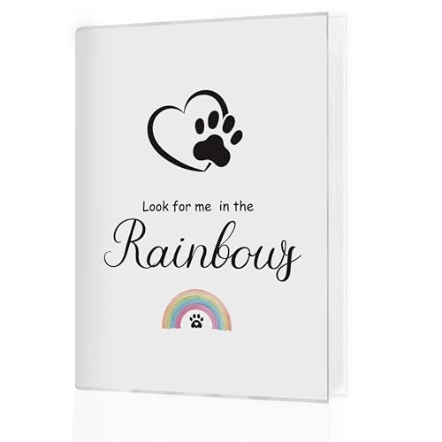 Pet Memorial Photo Album 4x6, Pet Sympathy Memorial Gifts for Dogs Cats, Look for Me in the Rainbows Small Memory Photo Album Book for 18 Pockets Hold 36 Pictures - color: PAW Rainbow
