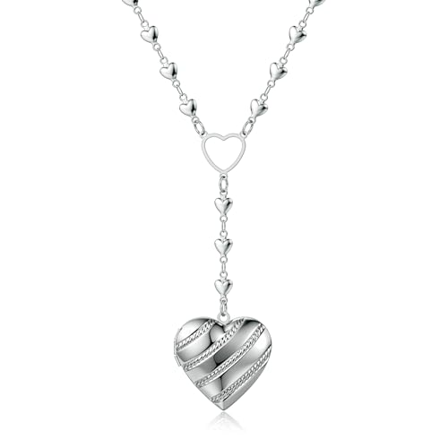 Personalized Heart Locket Necklace for Women Stainless Steel- Heart Necklace - color: silver-A
