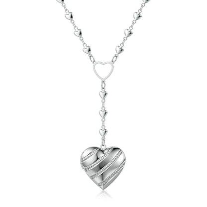Personalized Heart Locket Necklace for Women Stainless Steel- Heart Necklace - color: silver-A
