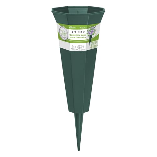 FloraCraft Affinity Plastic Cemetery Vase with Permanent Spike 4.4 inch x 12.75 inch Green