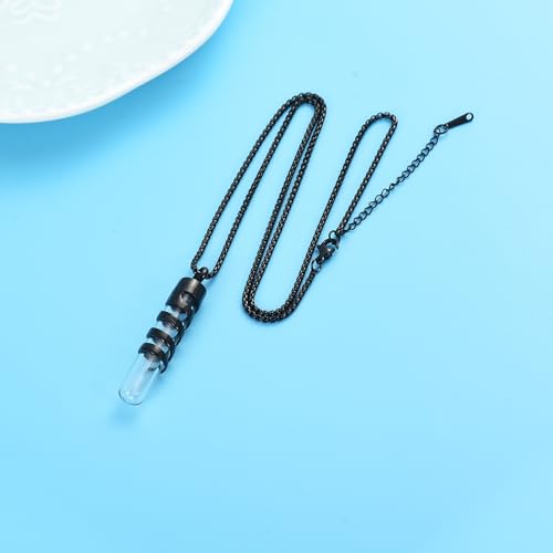 Oinsi Clear Glass Tube Cremation Urn Jewelry Ashes Holder Necklace Keepsake Memorial Pendant Including Box/Fill Kits - color: Customize-Text / Image