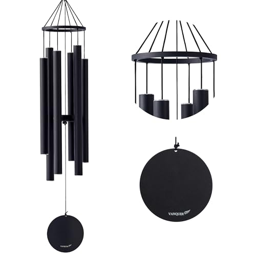 Vanquer Wind Chimes for Outside Deep Tone - 38'' Wind Chimes Outdoor Clearance, Deep Tone, Windchimes Outdoors, Memorial, Sympathy Gift, Garden Patio, Home Décor (Black) - size: 38" Black