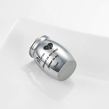 Decorative Memorial Keepsake Urns for Cremains Stainless Steel Mini 1.57 Inch High Small Funeral Urns Cremation Ashes Holder for Family Members - style: Mom