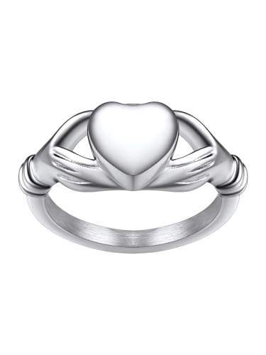 Richsteel Stainless Steel Heart/Claddagh Cremation Urn Ring for Ashes - color: 07-Steel-Claddagh