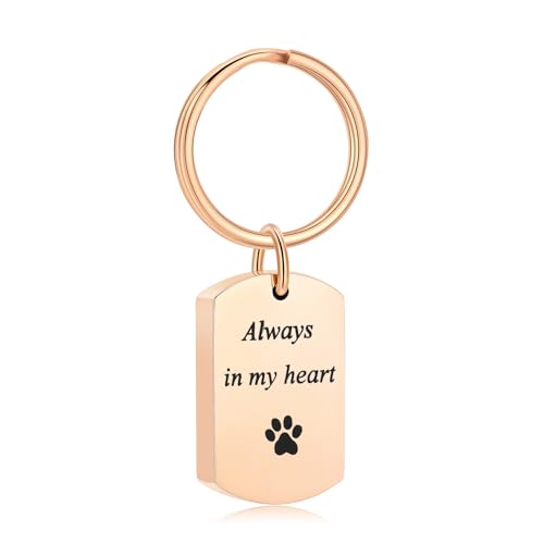 Pet Paw Cremation Jewelry Urn Keychain for Ashes for Women Men Memorial Keepsake Keychain - color: Rosegold