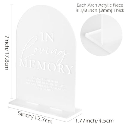 Frosted Acrylic Memory Sign- 5"x7" Acrylic In Loving Memory Sign Wedding Sign and Base,1/8" Thick | Modern Calligraphy White Lettering Arch Sign for Wedding Reception - style: In Loving Memory