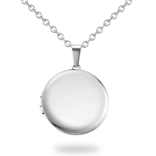 PHOCKSIN Personalized Locket Necklace for Women Photo Necklace with Customized Picture Birth Flower Birthstone Customizable Birthday Gifts - color: #06 Round Silver