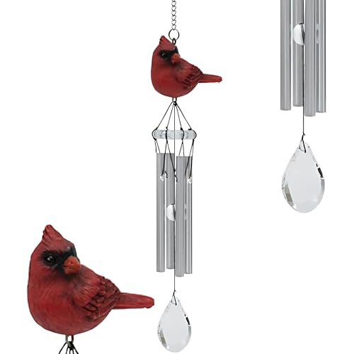 The Bridge Collection Mini Red Cardinal Bird Wind Chime (Red Cardinal) | Hand-Painted Mini Songbird Memorial Chime for Garden or Patio or Funeral Gift to Honor Loved One