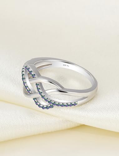 YL Celtic Knot Rings 925 Sterling Silver Twisted Knot Ring Birthstone Infinity Statement Jewelry for Women-size5 - color: 06-alexandrite-Jun